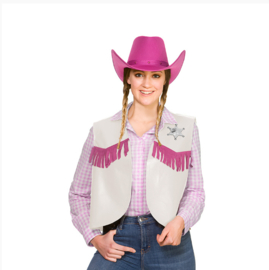 Cowgirl vest wit pink | western gilet