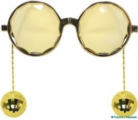 Gouden bril met discoballen