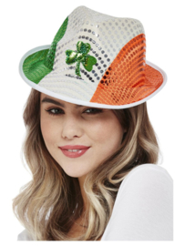 St. Patricks day tribly hoedje Ierse vlag met glitter