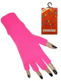 Vingerloze handschoenen roze fluor