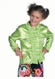 Satijnen roezel blouse lime groen