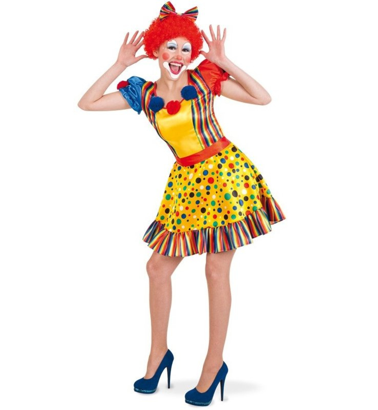 Clowns jurkje happy | Carnavalskleding dames THEMAKLEDING - VERKLEEDKLEDING - CARNAVALSKLEDING -