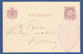 G - Briefkaart met kleinrondstempel ARNHEM 2 naar Rotterdam. Met firmastempel.
