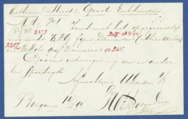Firma briefkaart BERGUM (Friesland) 1894 met kleinrondstempel BERGUM naar ENKHUiZEN.