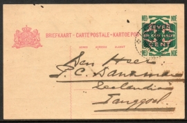G - Briefkaart met langebalkstempel TANGGOEL.