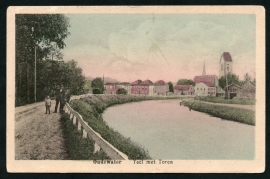 OUDEWATER, Ysel met Toren. Gelopen kaart.