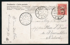 Briefkaart met langebalkstempel / Martinstempel GRONINGEN en grootrondstempel TOLBERT naar  NIEBERT.