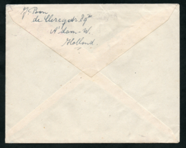 Cover met kortebalkstempel AMSTERDAM CENTRAAL STATION naar Bicester, Engeland.