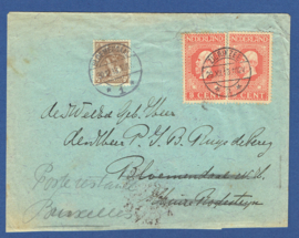 Poste Restante brief 1913. Van ZIERIKZEE naar BLOEMENDAAL en doorgestuurd naar België.