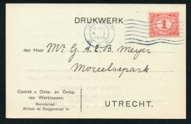 Firma briefkaart UTRECHT 1915  met vlagstempel UTRECHT. Lokaal verzonden.