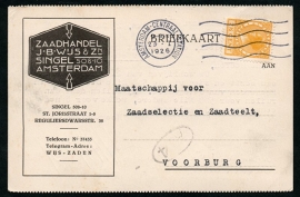 Firma briefkaart AMSTERDAM 1926 met vlagstempel AMSTERDAM-CENTRAAL-STATION naar Voorburg.