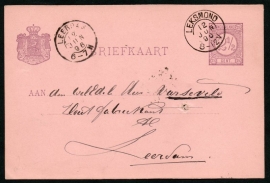 G - Briefkaart met kleinrondstempel LEKSMOND naar LEERDAM.