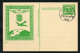 Particulier postwaardestuk SCHIEDAM luchtpostzegels tentoonstelling 27 October `45.