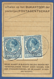 Half postbuskaartje HEERENVEEN 1937. Met nvph 163 in paar.
