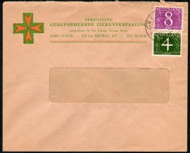 Firma cover 's GRAVENHAGE 1961 (venster cover) met kortebalkstempel s`GRAVENHAGE.