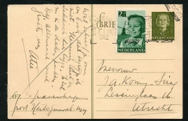 G - Briefkaart met bijfrankering (kinderzegel) met vlagstempel 's GRAVENHAGE naar Utrecht.