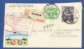 Raket post Hilversum 1945. Gestart per 2 september 1945. Hilversum Rotterdam. Rocket flight.