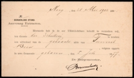 Dienst. den Heer Ambtenaar van de Burgelijken Stand. Met kleinrondstempel NORG naar Roden.