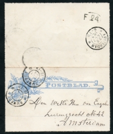 Postblad G 5 met grootrondstempel NIJMEGEN naar AMSTERDAM.