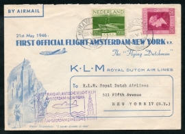 FIRST OFFICIAL FLIGHT AMSTERDAM-NEW YORK v.v. 21 MEI 1946.