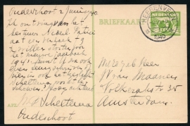 G - Briefkaart met kortebalkstempel HEERENVEEN naar Amsterdam.