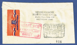 Raket post Hilversum 1945. Gestart per 2 september 1945. Hilversum Rotterdam. Rocket flight.