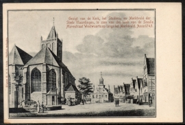 VLAARDINGEN. Gezicht van de Kerk, het Stadhuis en Marktveld. Anno 1743. Ongelopen kaart.