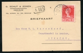Firma briefkaart HEELSUM 1924 met langebalkstempel HEELSUM naar Utrecht.