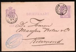 G - Briefkaart met kleinrondstempel ROTTERDAM naar ROERMOND.