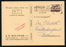 Firma briefkaart DEN HAAG 1965 met vlagstempel 's GRAVENHAGE naar Rotterdam.