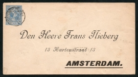 Particulier bedrukte cover AMSTERDAM. met kleinrondstempel (traject) ROTTERDAM-VLISSINGEN.
