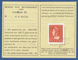 Postbuskaartje NIJMEGEN 1947 met frankering aan beide kanten. Zeer bijzonder.