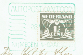 NIJMEGEN 4-DAAGSCHE AUTOPPOSTKANTOOR, op ansichtkaart Nijmegen, HOTEL Nederland Berg en Dal bij Nijmegen.