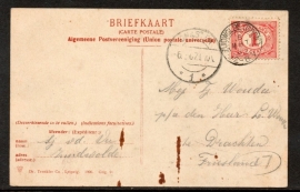 Briefkaart met kleinrondstempel ZUIDWOLDE (GRON:) naar DRACHTEN. Op ansichtkaart GRONINGEN.
