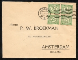 Cover met vlagstempel UTRECHT naar Amsterdam.