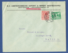 Firma cover AMSTERDAM 1926 van AMSTERDAM naar Basel, Zwitserland.