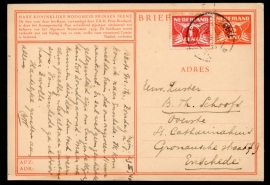 G - Briefkaart Prinses Irene met bijfrankering van NIJMEGEN naar Enschede.