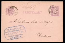 G - Briefkaart met kleinrondstempel ARNHEM-STATION naar VLAARDINGEN.