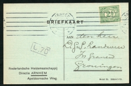 Firma briefkaart ARNHEM 1915 met automaatstempel ARNHEM naar Groningen.