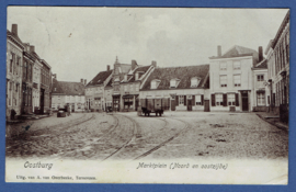 OOSTBURG, Marktplein (Noord en oostzijde). Gelopen fotokaart.