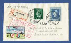 Raket post Aangetekend Hilversum 1945. Gestart per 2 september 1945. Hilversum - AMSTERDAM. Rocket flight.