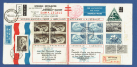 AANGETEKEND KLM VLUCHT * NEDERLANDS-INDIE - HOLLAND - AUSTRALIE 1934 * PH.AJU * EMMA ZEGELS * KPM * TBC. DOUGLAS VLUCHT. SCVT  COVER.
