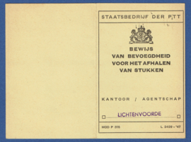 Postbuskaartje LICHTENVOORDE 1948. Met nvph  347 en 349. Totaal Fl. 12,50.