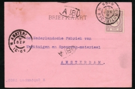 Firma briefkaart ROTTERDAM 1899 met grootrondstempel ROTTERDAM naar AMSTERDAM.