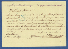 G - Briefkaart 1879 met VELDPOSTK.  ATJEH. Puntstempel 66 naar Batavia.