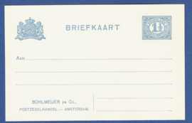 Particulier postwaardestuk BOHLMEIJER en Co. POSTZEGELHANDEL AMSTERDAM. Ongebruikt. (P78-II a)