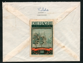 Cover met vlagstempel `s GRAVENHAGE naar Amsterdam. Met sluitzegel Den Haag, DIE HAGHE 1248-1948 Grote kerk.