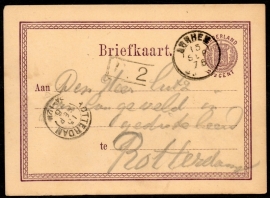 G - Briefkaart met 2-letterstempel ARNHEM naar ROTTERDAM.