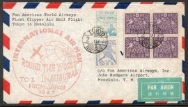 FIRST CLIPPER AIR MAIL FLIGHT TOKYO TO HONOLULU. 2 OCTOBER 1947.