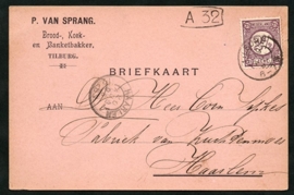 Firma briefkaart TILBURG 1896 met kleinrondstempel TILBURG naar HAARLEM.